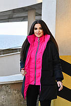 Тепла подовжена жіноча курточка з капюшоном на ситепоні +200 розміри норма й батал, фото 3