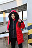 Тепла подовжена жіноча курточка з капюшоном на ситепоні +200 розміри норма й батал, фото 6