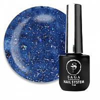 Гель-лак Saga Professional Fiery Gel 28 синя хвиля зі світловідбиваючими шиммерами, 9мл