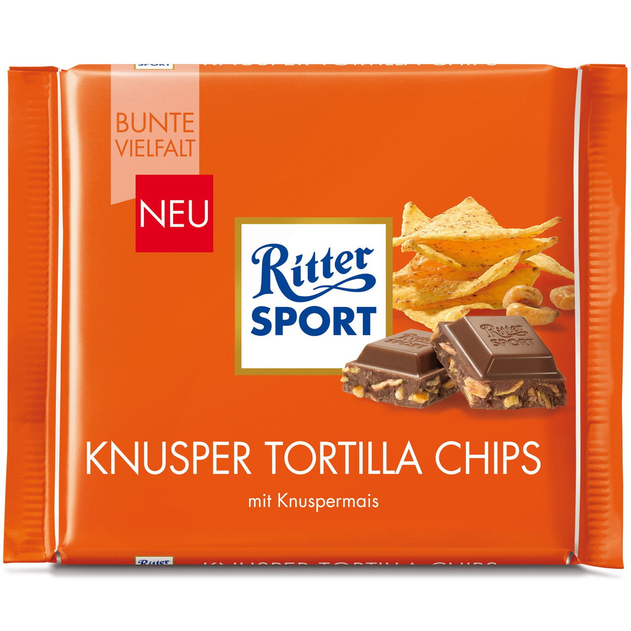 Шоколад Ritter Sport Knusper Tortilla Chips (Ріттер Спорт із чипсами), 100 г