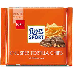 Шоколад Ritter Sport Knusper Tortilla Chips (Ріттер Спорт із чипсами), 100 г