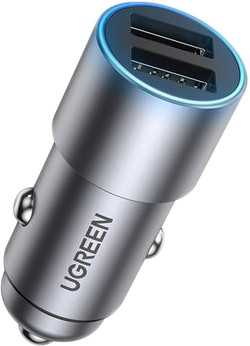 Автомобільний зарядний пристрій UGREEN Car Charger Dual USB-A 24W 4.8A Max Gray (CD130)