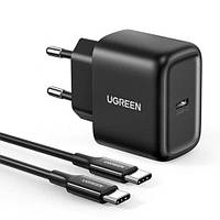 Зарядное устройство Ugreen USB Type-C 25 Вт PD + кабель USB Type-C to Type-C 2 м Black (CD250)
