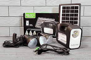 Ліхтар-світильник акумуляторний з PowerBank та сонячна панель + 3 лампочки GD-3 / Сонячна станція