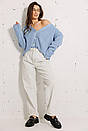 Кардиган жіночий в'язаний короткий оверсайз блакитний Modna KAZKA MKAR102079-1, фото 4