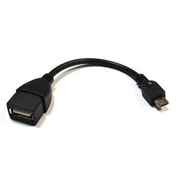 Перехідник кабель адаптер OTG USB – MICRO USB чорний 15,5 см для телефону та планшета для підключення
