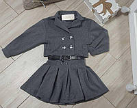 Модний костюм для дівчинки підлітка "Лада" укорочений піджак у темно-сірому кольорі