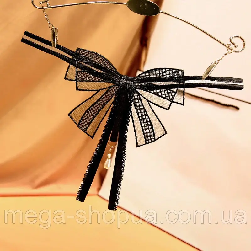 Сексуальні еротичні жіночі стринги трусики з вирізом Чорні. Інтимна спідня білизна жіноча Voosi