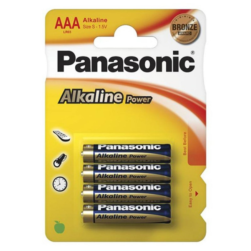 Лужні батарейки ААА PANASONIC Bronze Alkaline, батарейки LR03 (4 шт/блістер), фото 1
