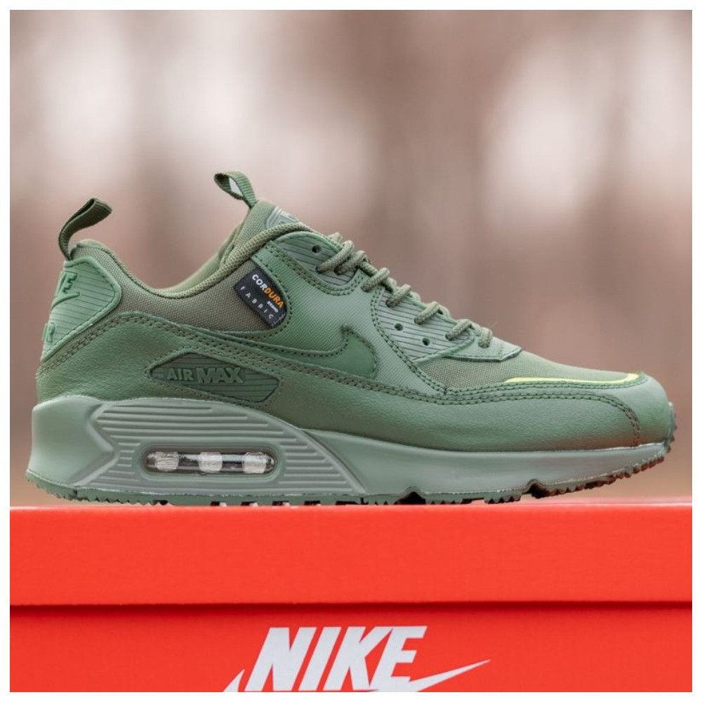 Чоловічі кросівки Nike Air Max 90 Surplus Haki Green, хакі шкіряні кросівки найк аір макс 90 сурплюс аїр зелені, фото 1