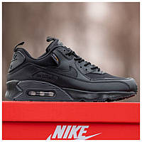 Мужские кроссовки Nike Air Max 90 Surplus Black, черные кожаные кроссовки найк аир макс 90 сурплюс