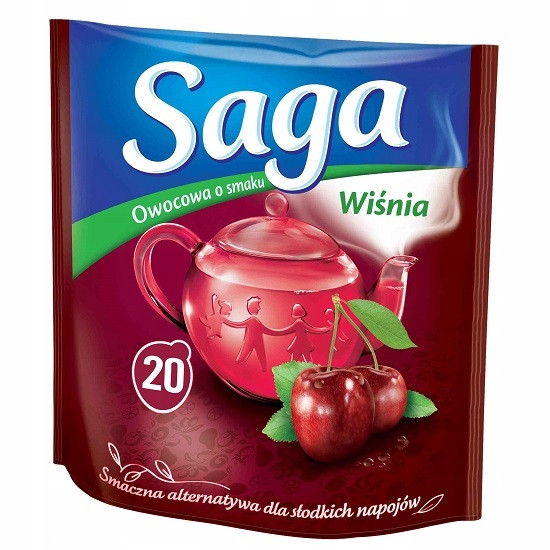 Фруктовий чай у пакетиках Saga вишня 20 шт., Польща