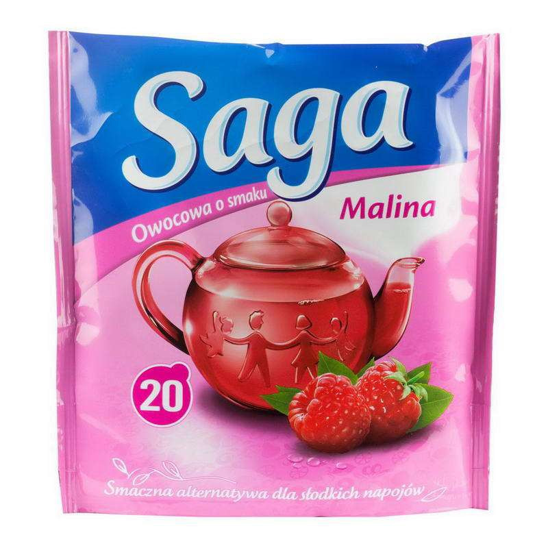 Пакетований Фруктовий чай Saga малина 20 пакетиків, Польща