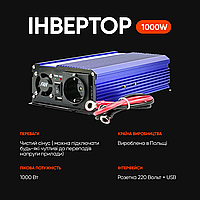 Инвертор для котла С ЧИСТОЙ СИНУСОИДОЙ 12 220 1000W GEKO® преобразователь напряжения Польша