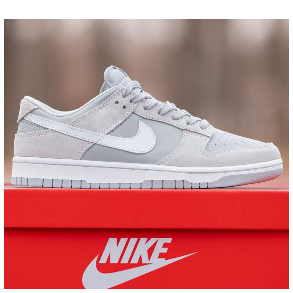 Чоловічі кросівки Nike SB Dunk Low Light Grey, сірі шкіряні кросівки найк сб данк замшеві, фото 1