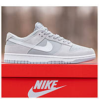 Мужские кроссовки Nike SB Dunk Low Light Grey, серые кожаные кроссовки найк сб данк замшевые