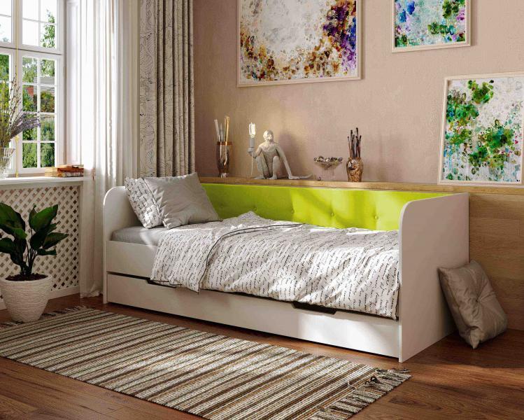 Ліжко односпальне Valencia велюр Sky Lime (лайм)