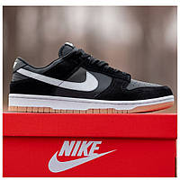 Мужские кроссовки Nike SB Dunk Low Black Grey, серо-черные кожаные кроссовки найк сб данк замшевые