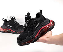 Жіночі кросівки Balenciaga Triple S Clear Sole Black Red 04796, фото 3