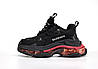 Жіночі кросівки Balenciaga Triple S Clear Sole Black Red 04796, фото 4