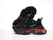 Жіночі кросівки Balenciaga Triple S Clear Sole Black Red 04796, фото 3