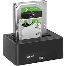 Док-станція для диска Maiwo K3082A клонувальник для двох HDD 2.5/3.5 SATA/SSD USB 3.0