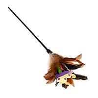 Игрушка для котов Дразнилка с перьями на стеке GiGwi Teaser, перо, пластик, текстиль, 55 см (75028)