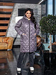 Жіноча стьобана курточка 825 (52-54,56-58,60-62,64-66) (кольори: графіт, чорний) СП