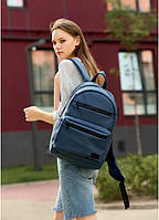 Жіночий темно-синій рюкзак якісний молодіжний рюкзачок, рюкзак міський унісекс 46х28х13 см для ноутбука