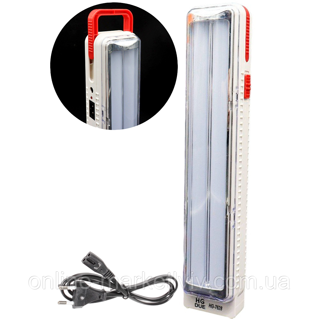 Аварійний світильник HG-7628, 2400 мАг, 60 SMD / Переносна акумуляторна LED лампа-ліхтар, фото 1