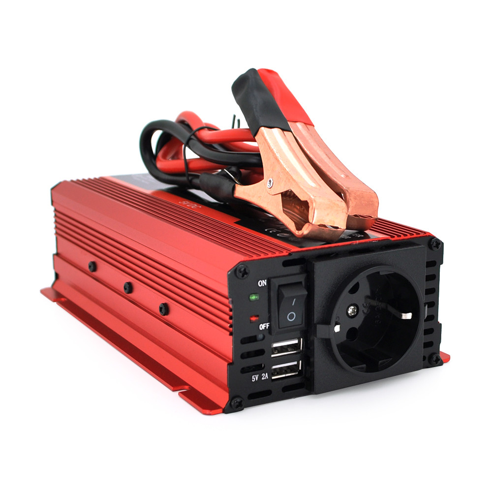 Інвертор напруги KME1200W (DC:600W), 12/220V з апроксимованою синусоїдою, 2 універсальні розетки,, фото 1
