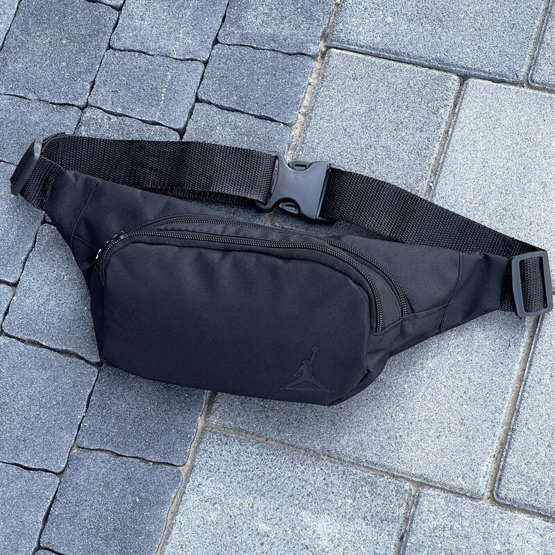Поясна сумка Intruder тканинна чорна на два відділення, фото 1