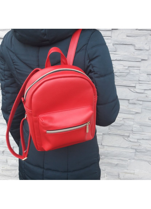 Рюкзак жіночий червоний якісний практичний місткий міський для ноутбука екошкіра 23х20х10 см MR