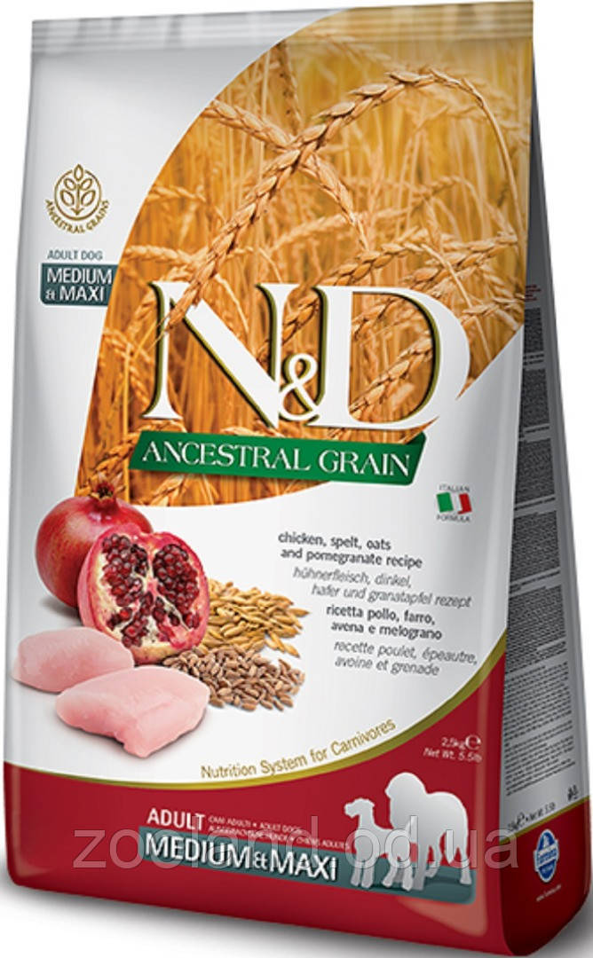 156381 Farmina N&D LG Adult Medium&Maxi Курка та Гранат, 2,5 кг