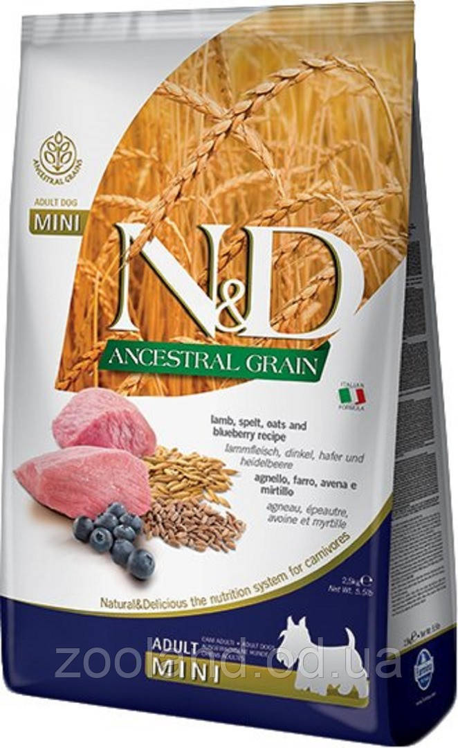 156375 Farmina N&D Low Grain Adult Mini Ягня й Чорниця, 800 г