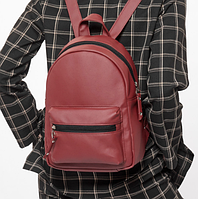 Женский бордовый рюкзак качественный практичный вместительный деловой однотонный экокожа 31х22х12 см MR