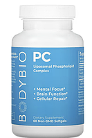 BodyBio, PC, фосфатидилхолин, липосомальный фосфолипидный комплекс, 60 капсул без ГМО