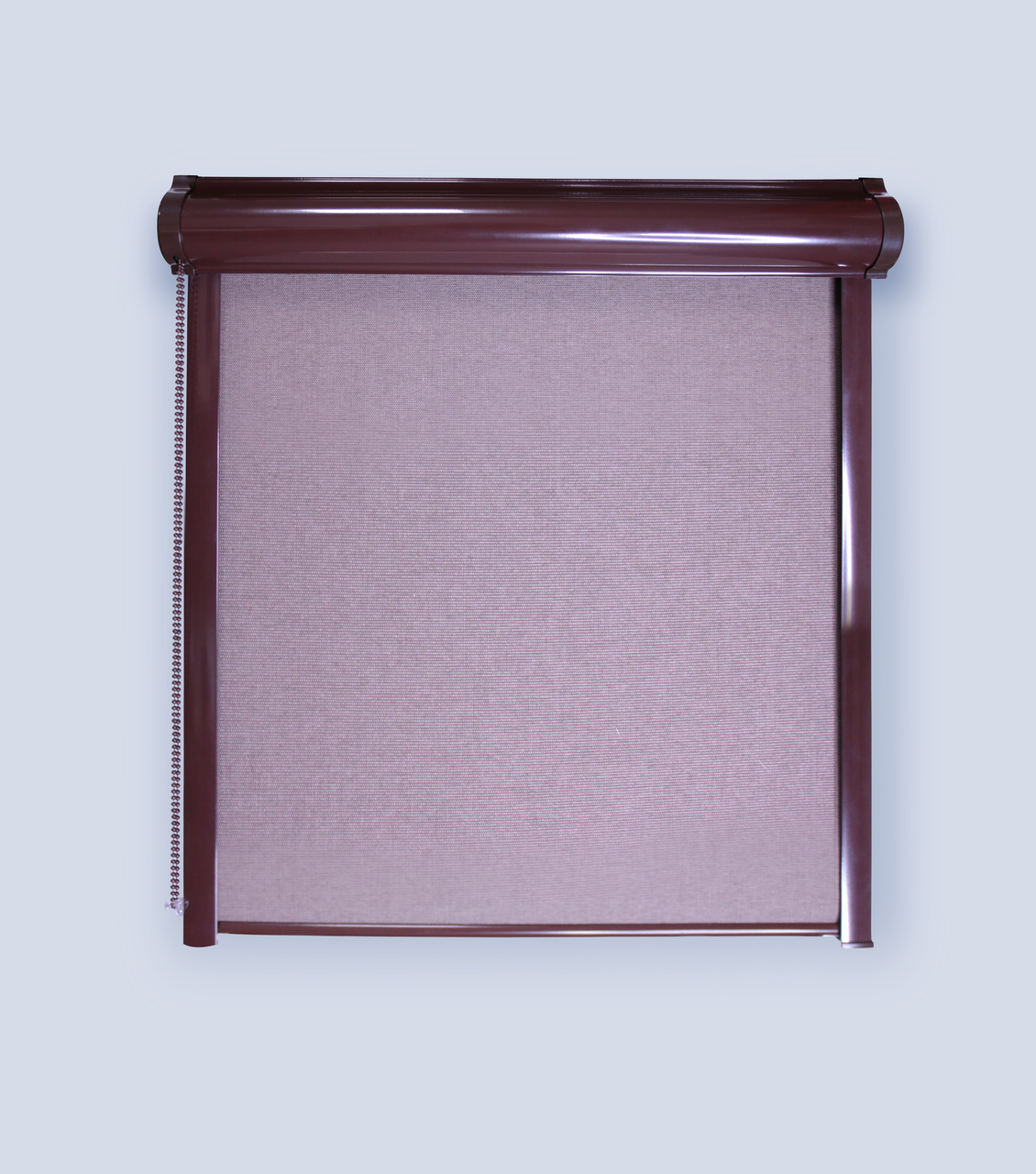 Тканинний ролет закрита система коричнева з планками Луна Горіховий