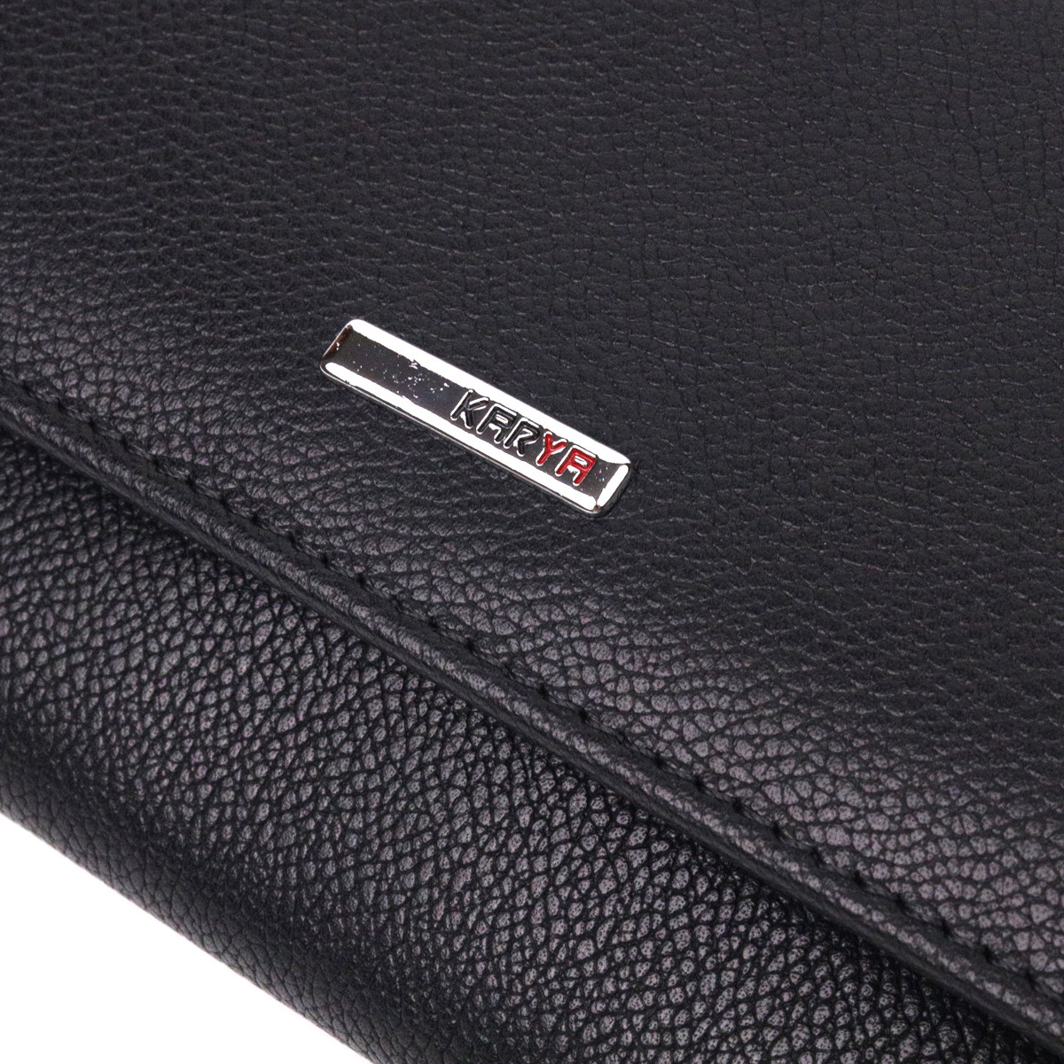 Вместительный женский кожаный кошелек в два сложения KARYA 21336 Черный - фото 6 - id-p1757593276