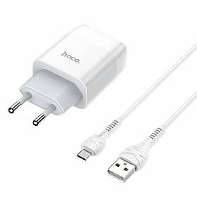 Мережевий зарядний пристрій HOCO C72A Glorious single port charger set(Micro) 10.5W White ly