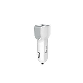 Автомобільний зарядний пристрій HOCO Z23 grand style dual-port car charger set with iP cable White ly