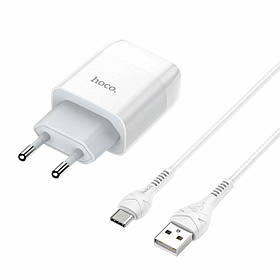 Мережевий зарядний пристрій HOCO C73A Glorious dual port charger set(Type-C) 12W White ly