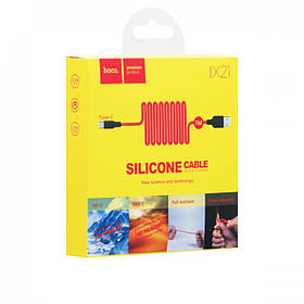 Кабель HOCO X21 USB to Type-C 2A, 1m, silicone, TPE connectors, Black+Red ly