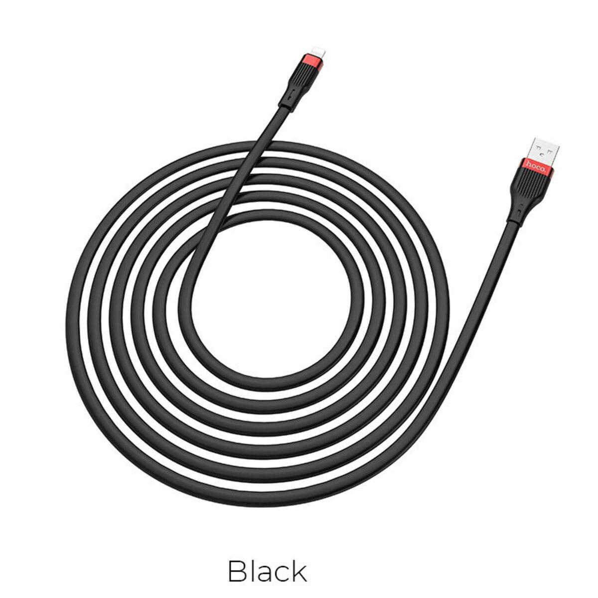 Кабель HOCO U72 USB to iP 2.4A, 1.2m, silicone, TPE connectors, Black (6931474713247)