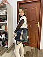 Шкіряний рюкзак з вертикальною тканинною вставкою та ремінцем С101-КТ-2806 Чорний, фото 3