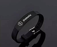 Силиконовый браслет на застёжке Diabetic чёрная пластина