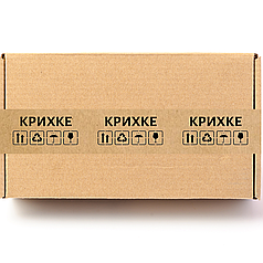 Скотч етикетка крафт "Обережно крихке 04"​​, 50х294 мм (100 шт/рулон) з принтом, самоклеюча Viskom