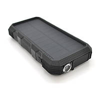 Power bank 20000 mAh Solar, (5V / 200mA), 2xUSB, 5V / 1A / 2,1A, USB  microUSB/Type-C/Lightning/PD, ударо