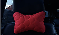 Автомобильная подушка RINNEKO на подголовник алькантара красная