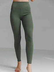 Молодіжні утеплені лосіни, легінси рубчик у кольорі хакі на флісі, розміри l, xl, xxl